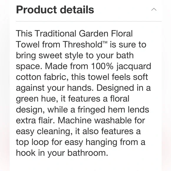 2!!!! THRESHOLD NWT traditional garden floral bath towels -green - Picture 6 of 9